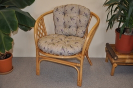 Ratanové kreslo Bahama medové polster levandule