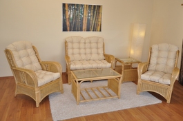 Ratanová sedacia súprava Oliver medová, polstre béžový melír