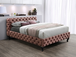 Čalúnená posteľ HERMIONA VELVET 160x200 cm staroružová/wenge