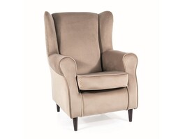 Čalúnené kreslo BERY velvet tmavo béžová/wenge