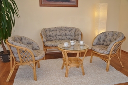 Ratanová sedacia súprava Bahama medová veľká polster levandule MAXI