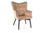 Čalúnené kreslo KLARA velvet béžová/čierna mat