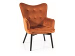 Čalúnené kreslo KLARA velvet škoricovo hnedá/čierna mat