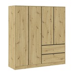 Šatníková skriňa 4D2S BURELA dub artisan/antracit