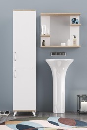 RESKO kúpeľňová zostava, biela/dub Sonoma