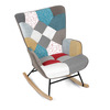 AK-374 PW2 - Hojdacie kreslo, poťah patchwork látka, drevené nohy, masív kaučukovník