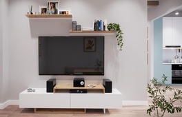 Obývacia zostava TOMPA farba biela/dub artisan