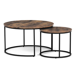 AF-3002 OLW - Set 2 ks stolíkov, MDF doska, dekor staré drevo, kovová podnož, čierny lak