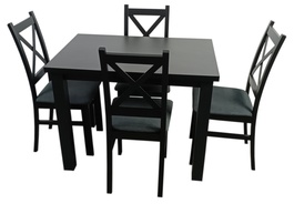 Jedálenská zostava 4+1 LABRUM 100x70 cm čierna/poťah Moric 8