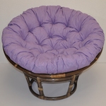 Ratanový papasan 115 cm hnedý - polster fialový melír