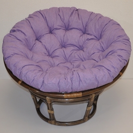 Ratanový papasan 115 cm hnedý - polster fialový melír