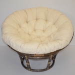 Ratanový papasan 115 cm hnedý - polster svetlo béžový melír