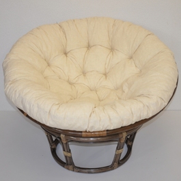 Ratanový papasan 115 cm hnedý - polster svetlo béžový melír