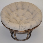 Ratanový papasan 115 cm hnedý - polster tmavo béžový melír