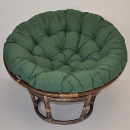 Ratanový papasan 115 cm hnedý - polster tmavo zelený melír
