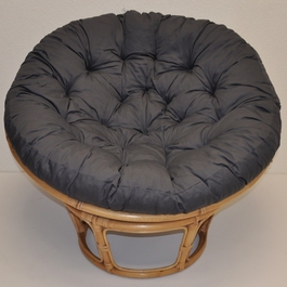 Ratanový papasan 115 cm medový - polster šedý keper