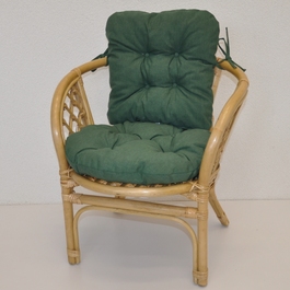 Ratanové kresielko detské Bahama polster tmavo zelený melír