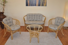 Ratanová sedacia súprava Bahama medová veľká polstre tmavo béžový melír