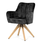 HC-D7188 BK4 - Stolička jedálenská, otočný mechanizmus 360 °, taštičkové pružiny v sedáku, čierna látka, noha masív dub