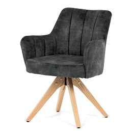 HC-D7188 GRN4 - Stolička jedálenská, otočný mechanizmus 360 °, taštičkové pružiny v sedáku, tmavo zelená látka, noha masív dub