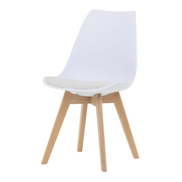 CT-X7056 WT - Stolička jedálenská, biela plastová škrupina, sedák biela látka, masív prírodný buk