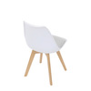CT-X7056 WT - Stolička jedálenská, biela plastová škrupina, sedák biela látka, masív prírodný buk