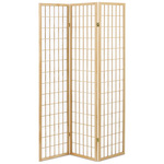 EF-E803 NAT - Paraván drevený 3 dielny, masív smrek, biela netkaná textília, prírodný odtieň