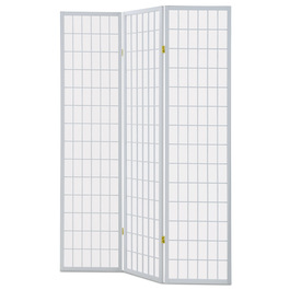 EF-E803 WT - Paraván drevený 3 dielny, masív smrek, biela netkaná textília, biely matný lak