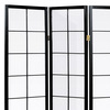 EF-E804 BK - Paraván drevený 4 dielny, masív smrek, biela netkaná textília, čierny matný lak