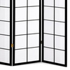 EF-E804 BK - Paraván drevený 4 dielny, masív smrek, biela netkaná textília, čierny matný lak