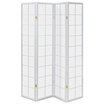 EF-E804 WT - Paraván drevený 4 dielny, masív smrek, biela netkaná textília, biely matný lak