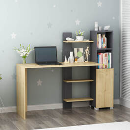 ALTONA pracovný stôl s regálom, dub / antracit