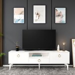 BIRCH TV stolík na nožičkách, biela