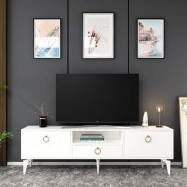 BIRCH TV stolík na nožičkách, biela