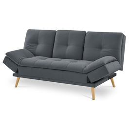 ASB-4720 GREY2 - Rozkladacia pohovka click-clack, 3-miestna, držiak nápojov, poťah tmavo šedá látka, nohy masív buk