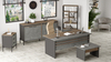 ORISTANO kancelársky set s regálom, bavlna/betón/antracit