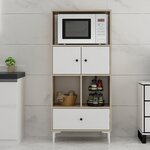 GLYFA skrinka na mikrovlnku, biela / dub