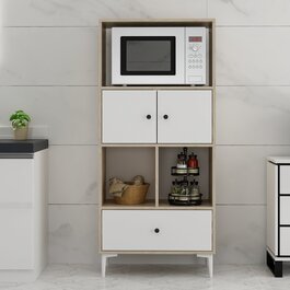 GLYFA skrinka na mikrovlnku, biela / dub