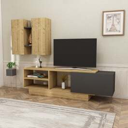 VAVDOS obývacia stena, dub / antracit