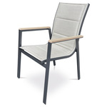 AZC-S1110 BK - Stolička záhradný béžový textilen, hliník, čierna farba