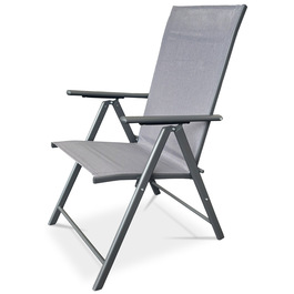 AZC-S1116 GREY - Stolička záhradná, nastaviteľný sklon, šedý textilný, šedá kovová konštrukcia