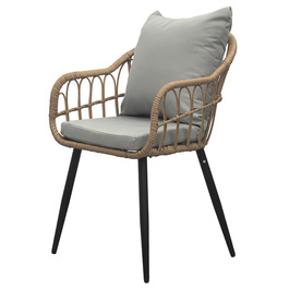 AZ-F1406 NAT - Stolička záhradná,kov,umelý ratan, látka sivá