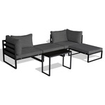 AZ-L1761 GREY - Záhradný set 2+1, stolík 75x30, multifunkčná pohovka, kov antracit, tmavo šedá látka