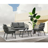 AZ-L1880 GREY - Záhradný set 1+1+2, stôl 90x48, stolička a dvojsedačka, Antracitový umelý ratan, kov antracit, tmavo šedá látka.