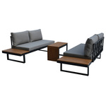 AZS-G1924 GREY - Záhradný set šedý textilen, hliník, šedá farba, polywood svetlo hnedá farba