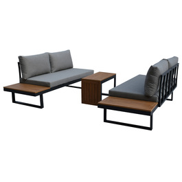 AZS-G1924 GREY - Záhradný set šedý textilen, hliník, šedá farba, polywood svetlo hnedá farba