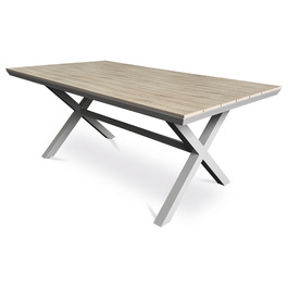 AZT-S1510 OAK - Stôl záhradný 180x100x75, doska polywood v dekore svetlého duba, hliníková konštrukcia, béžová farba