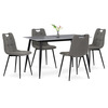 ASE-1001 GREY2 - Jedálenský set 1+4, stôl 130x70, doska spekaný kameň v imitácii šedého matného mramoru, stolička šedá látka, madlo čierny lak