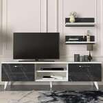 BEALTE luxusná obývacia stena, biela/čierny mramor