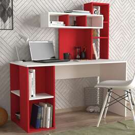 ZAKIMI dizajnový písací stôl, biela/červená